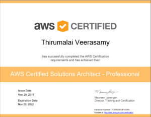 AWS Certified Solution Architect Professional - Thirumalai Veerasamy